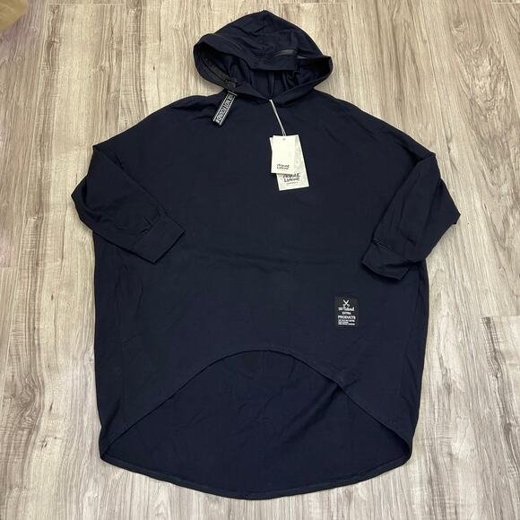 Acqua & Limone Oversized Hoodie Dress Black Graphic FOHR Made in Italy One Size - Picture 3 of 13